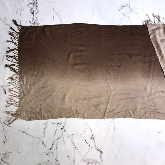 Pashmina Scarf Silk Blend Brown Ombre Effect - Picture 3 of 4